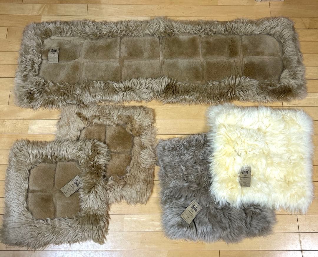 【未使用品】ムートン 羊毛皮 5点セット
