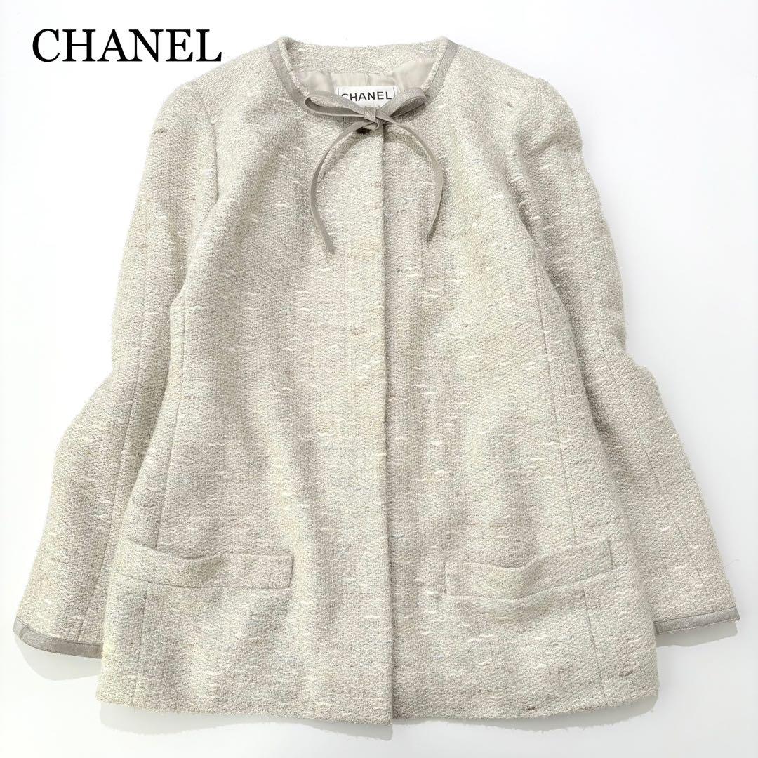 CHANEL ノーカラージャケット ツイード ココマーク ラメ 99A 38