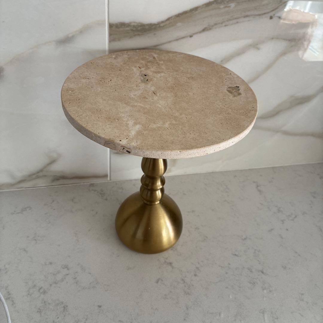トラバーチン石　サイドテーブル　飾り台