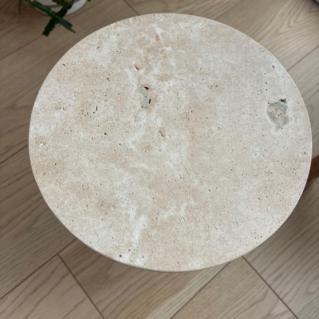 トラバーチン石　サイドテーブル　飾り台