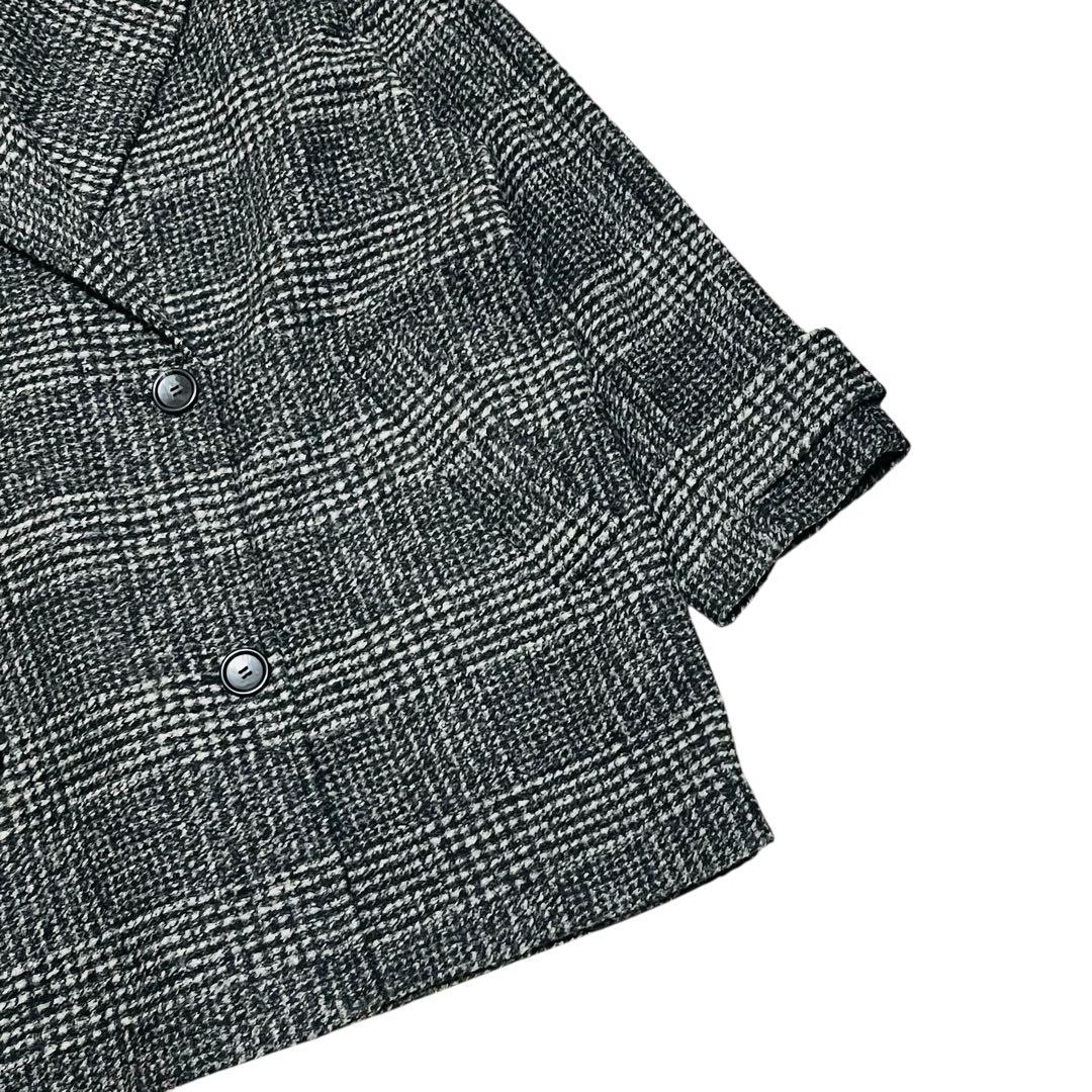 美品 24AW Spick & Span Wスライバーチェックハーフコート　黒