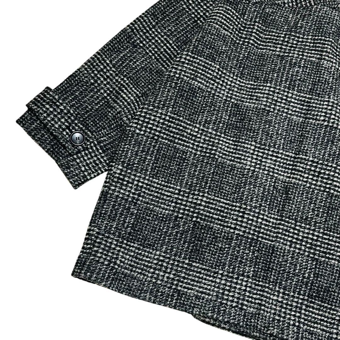 美品 24AW Spick & Span Wスライバーチェックハーフコート　黒