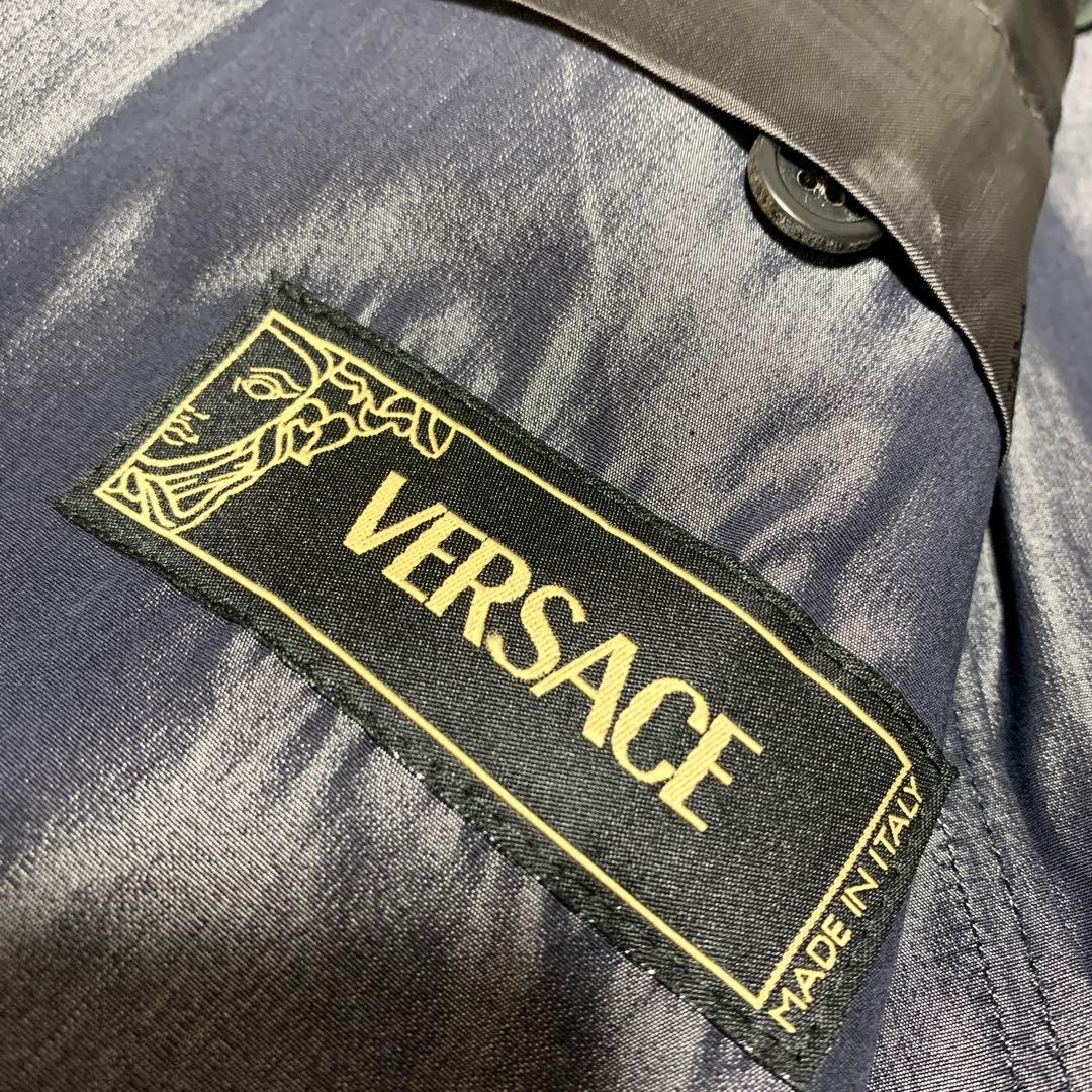 希少 ヴェルサーチ スーツ セットアップ メデューサ ブルー 48 光沢感