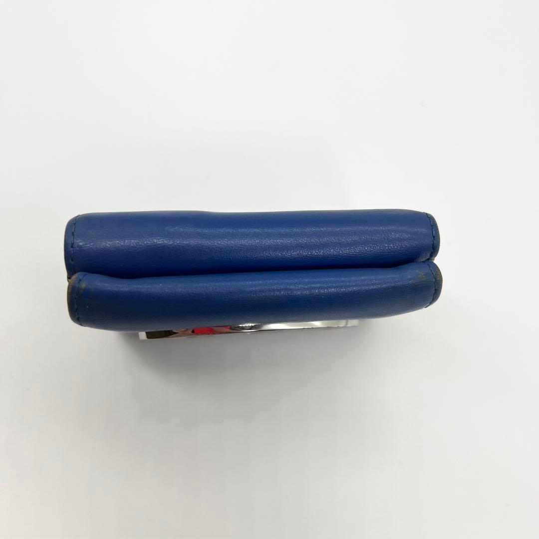 【希少✨完売品】ディーゼル　三つ折り財布　1DR　Dロゴ　レザー　ブルー　イエロ