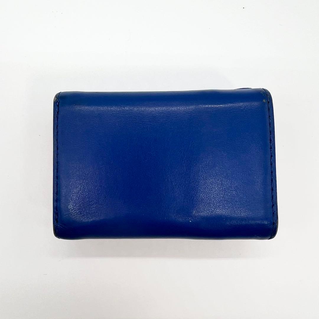 【希少✨完売品】ディーゼル　三つ折り財布　1DR　Dロゴ　レザー　ブルー　イエロ