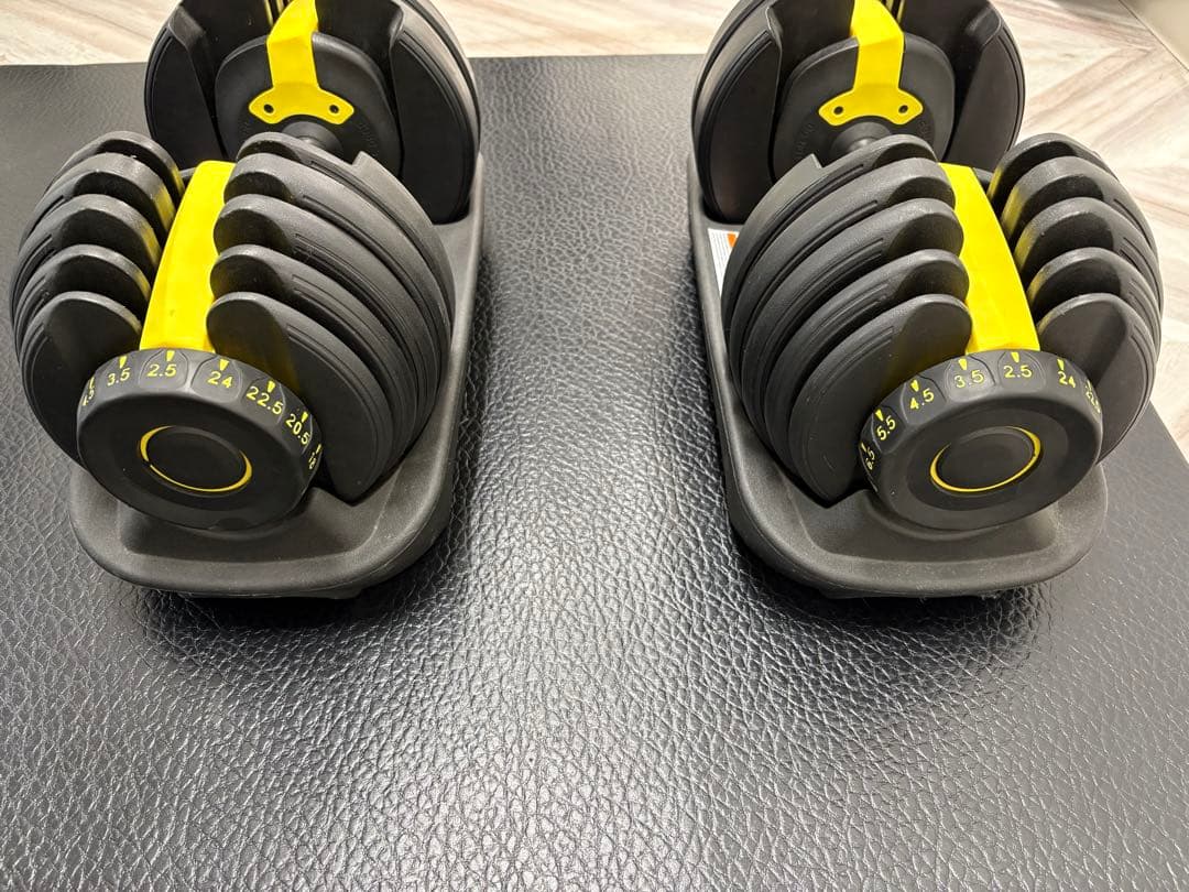 可変式ダンベル　2個セット　両手分(片手24kg) 合計48kg 黄色