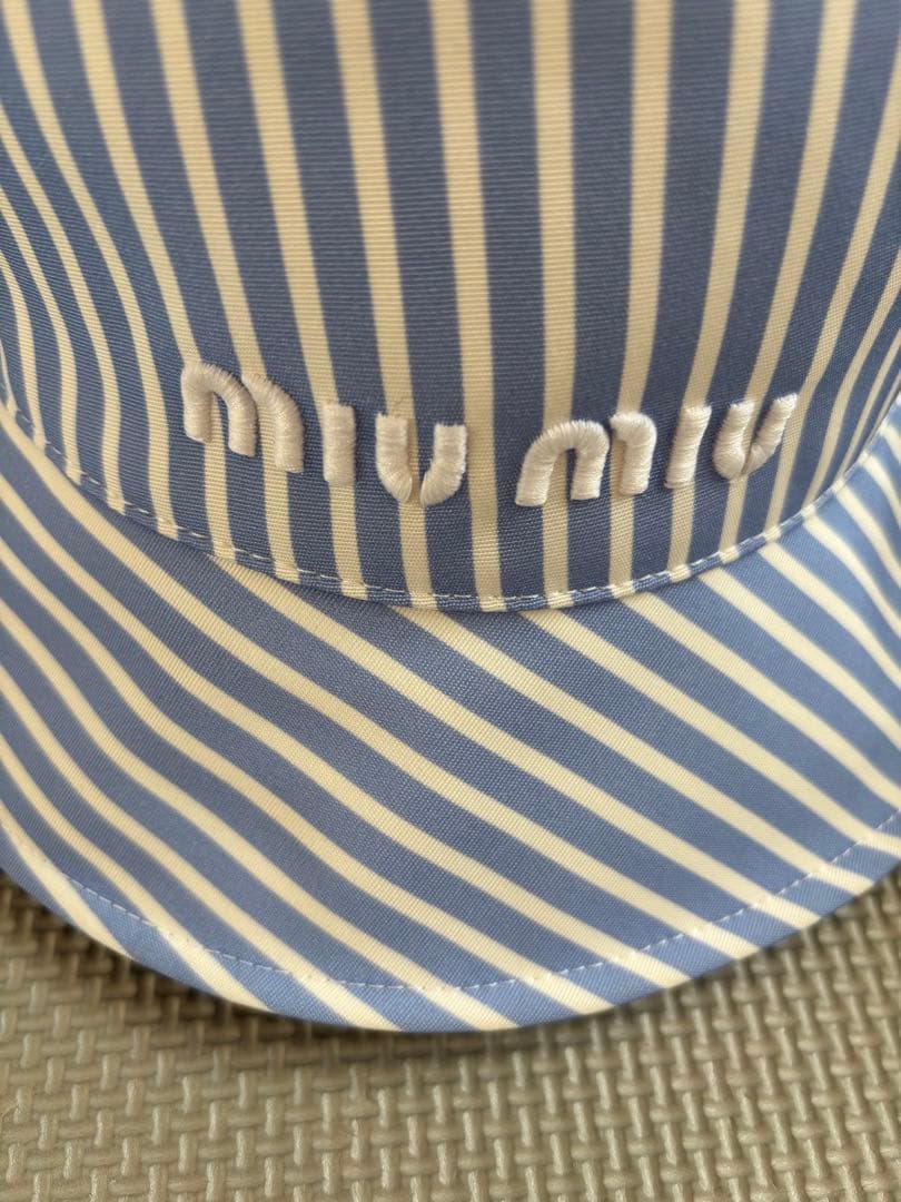 ミュウミュウ　MIUMIU バケットハット　帽子　Sサイズ　ストライプ