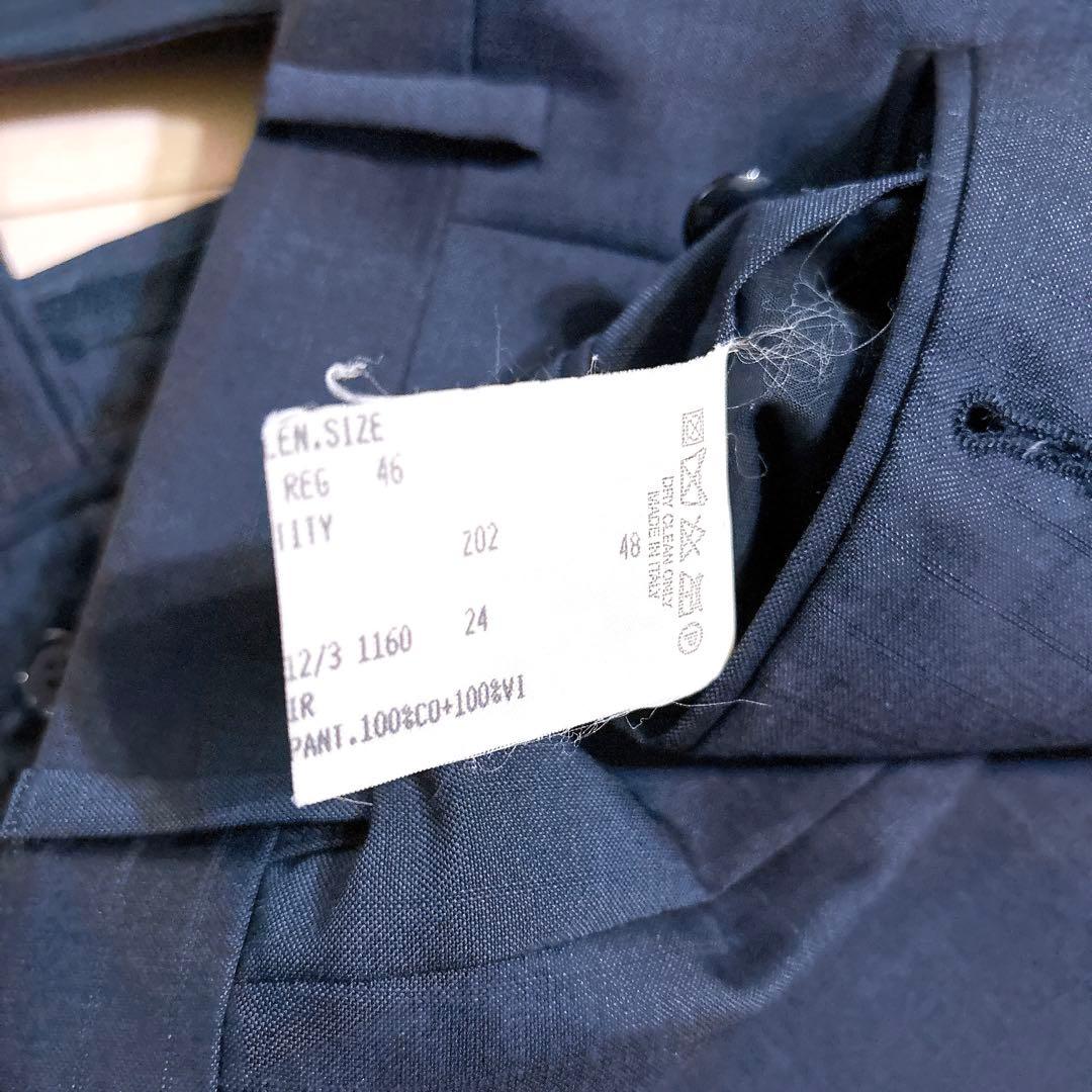 美品 LARDINI ブートニエール付 セットアップ スーツ ネイビー 46
