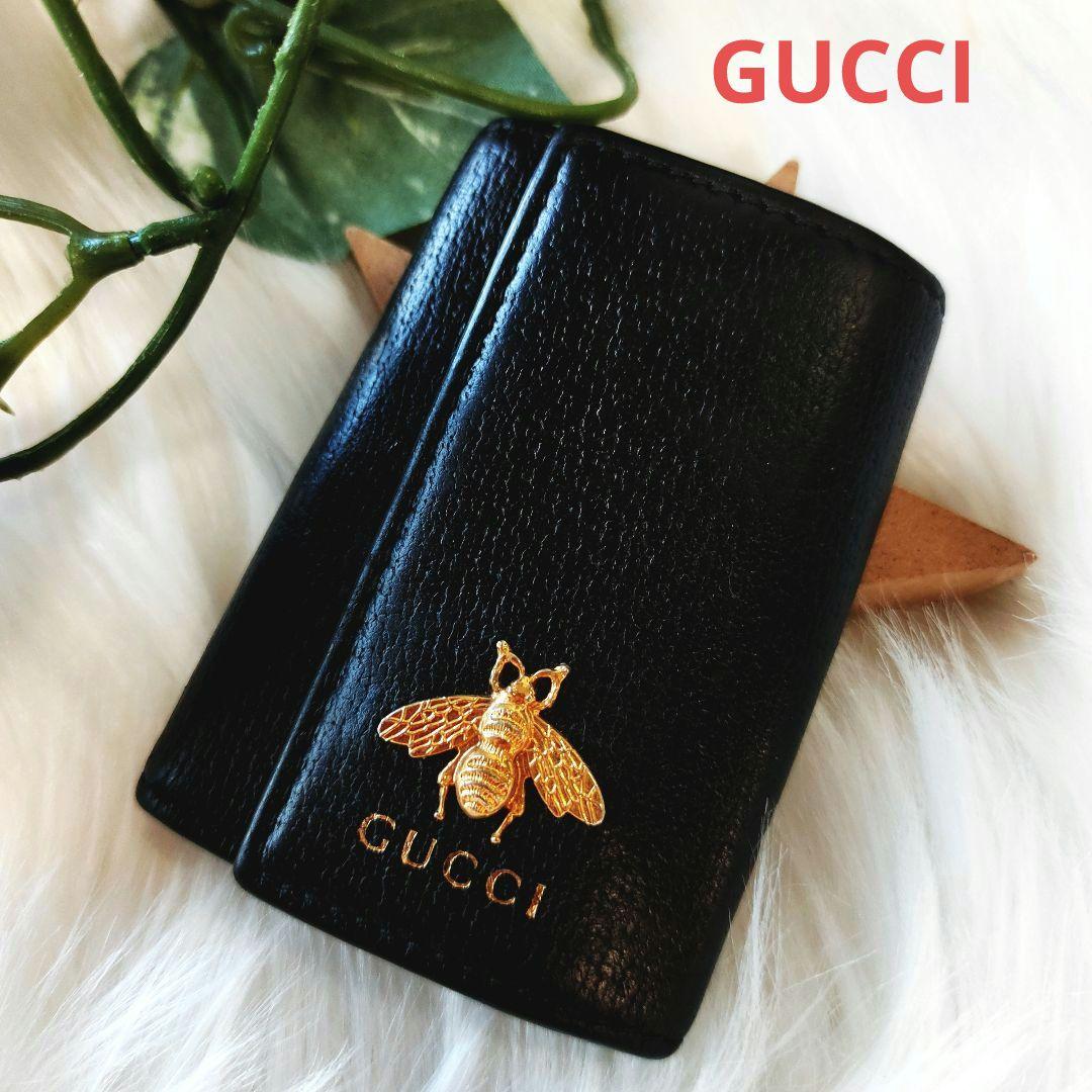 GUCCI グッチ キーケース アニマリエ メタルビー レザー 蜂