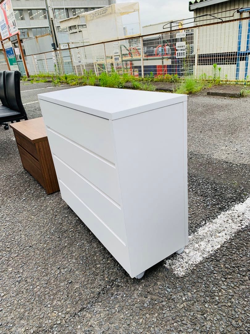 カウンター下収納ワゴン 引き出し ホワイト キャスター付き