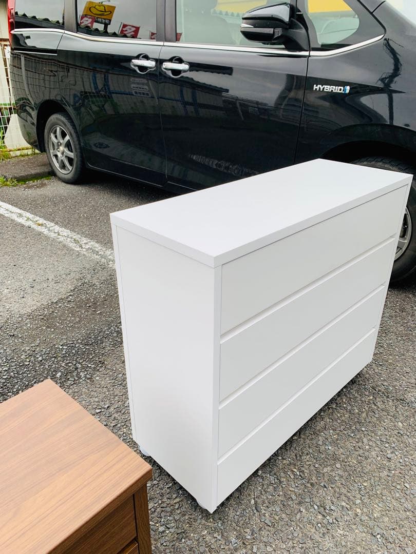 カウンター下収納ワゴン 引き出し ホワイト キャスター付き