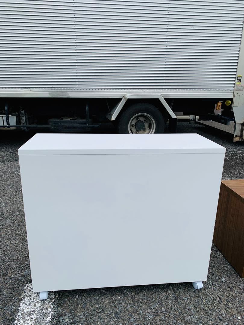 カウンター下収納ワゴン 引き出し ホワイト キャスター付き