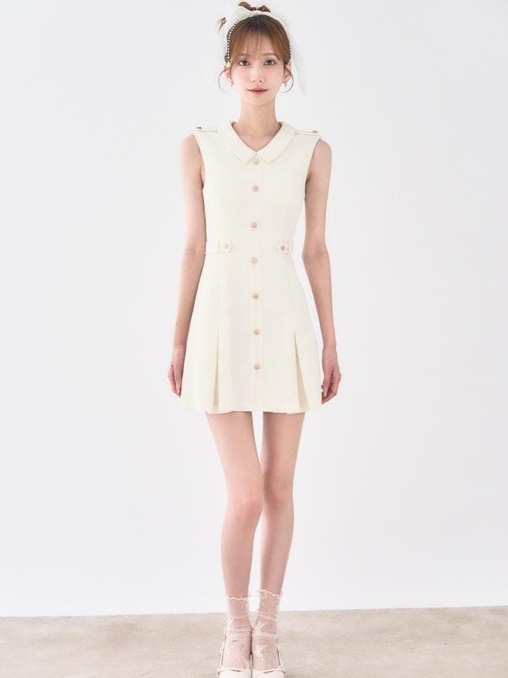 JEWELS/ジュエルズ 襟付きノースリーブプリーツミニドレス　XSサイズ