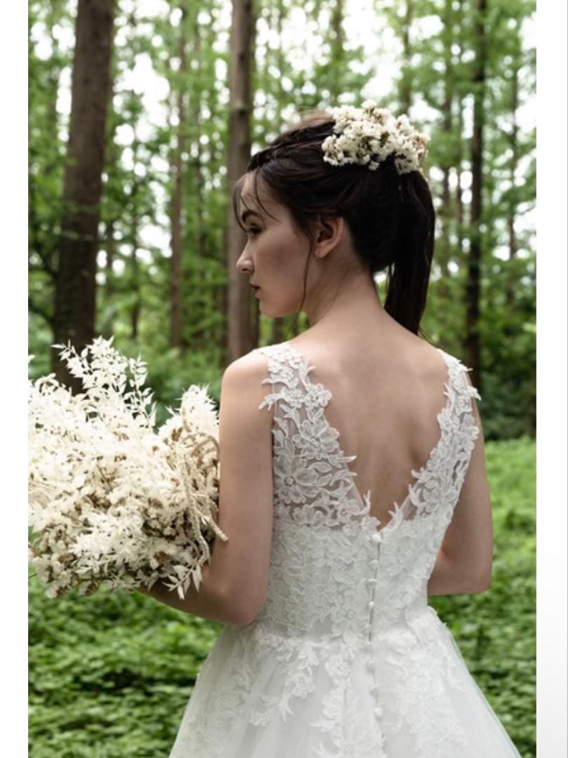 【美品】dress production 刺繍レース Aライン（W170）