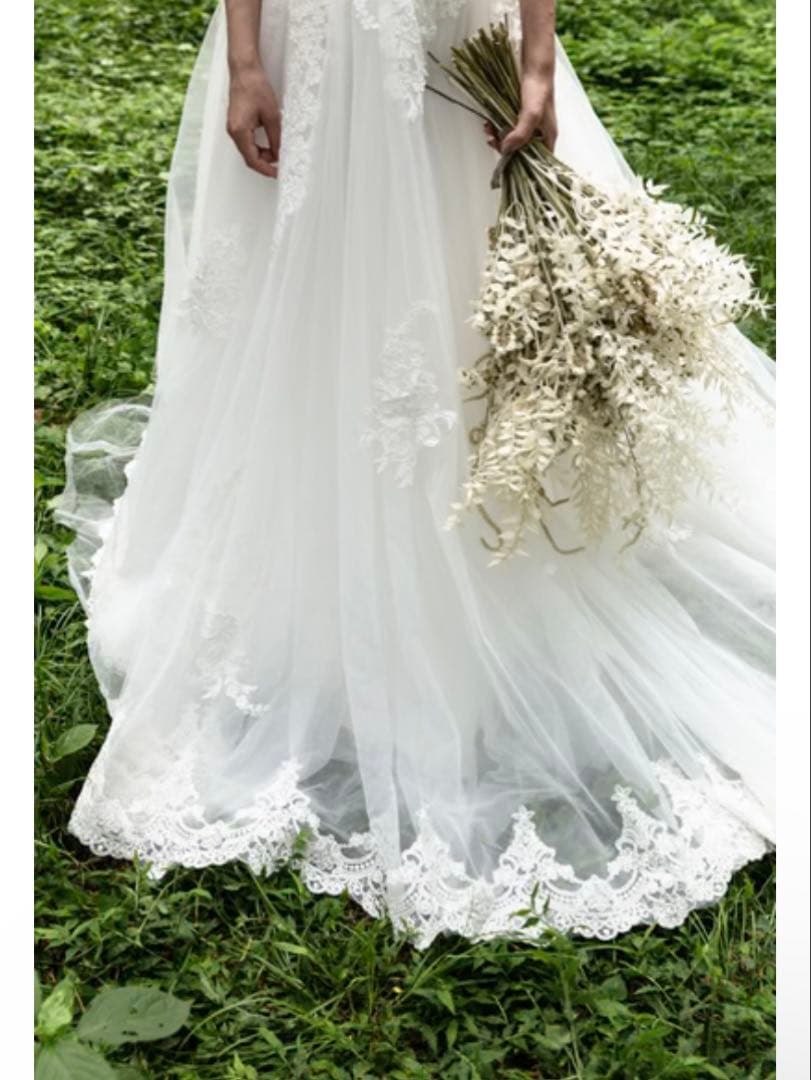 【美品】dress production 刺繍レース Aライン（W170）