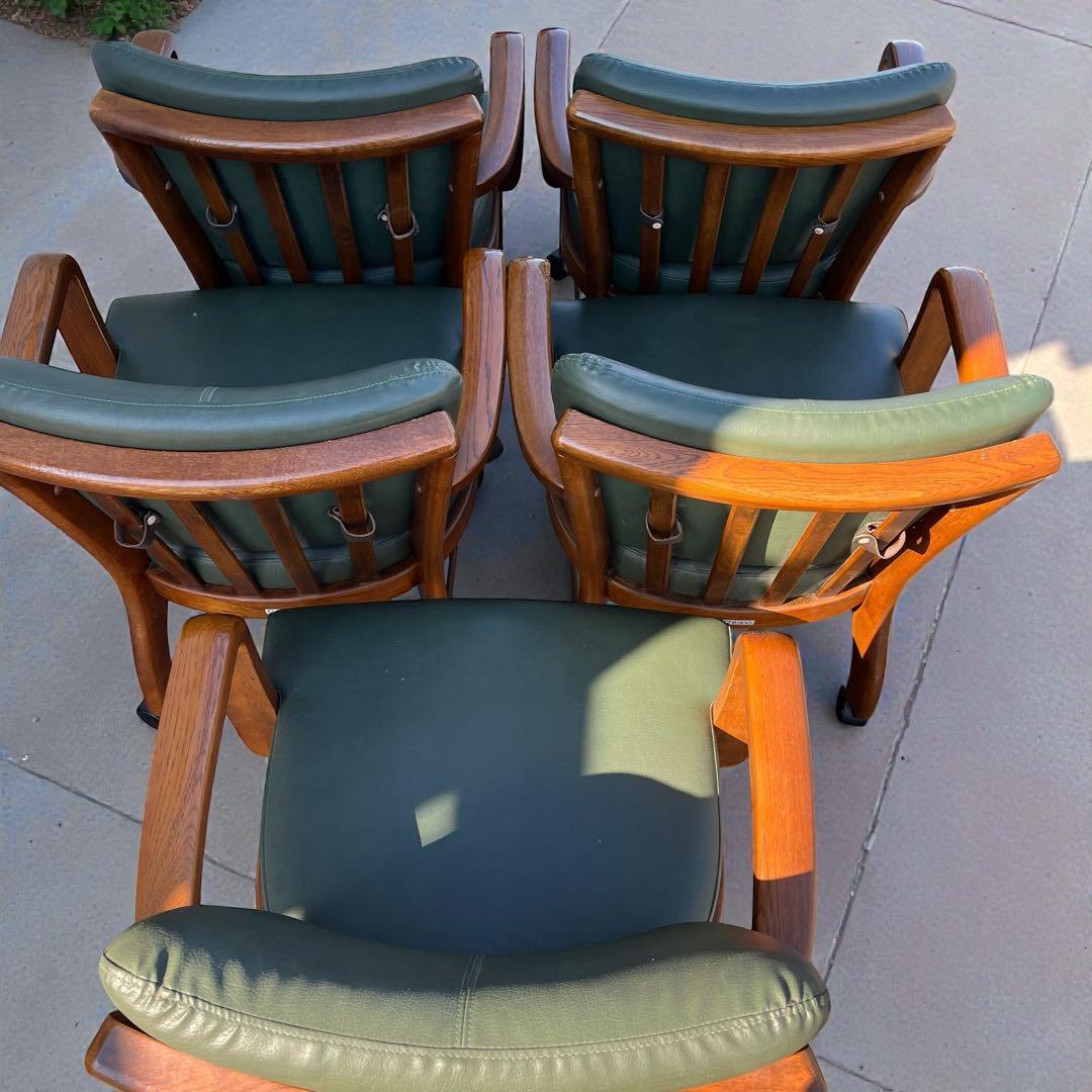 カリモクChitanoキャスター付き ダイニングチェア カーキ 5脚