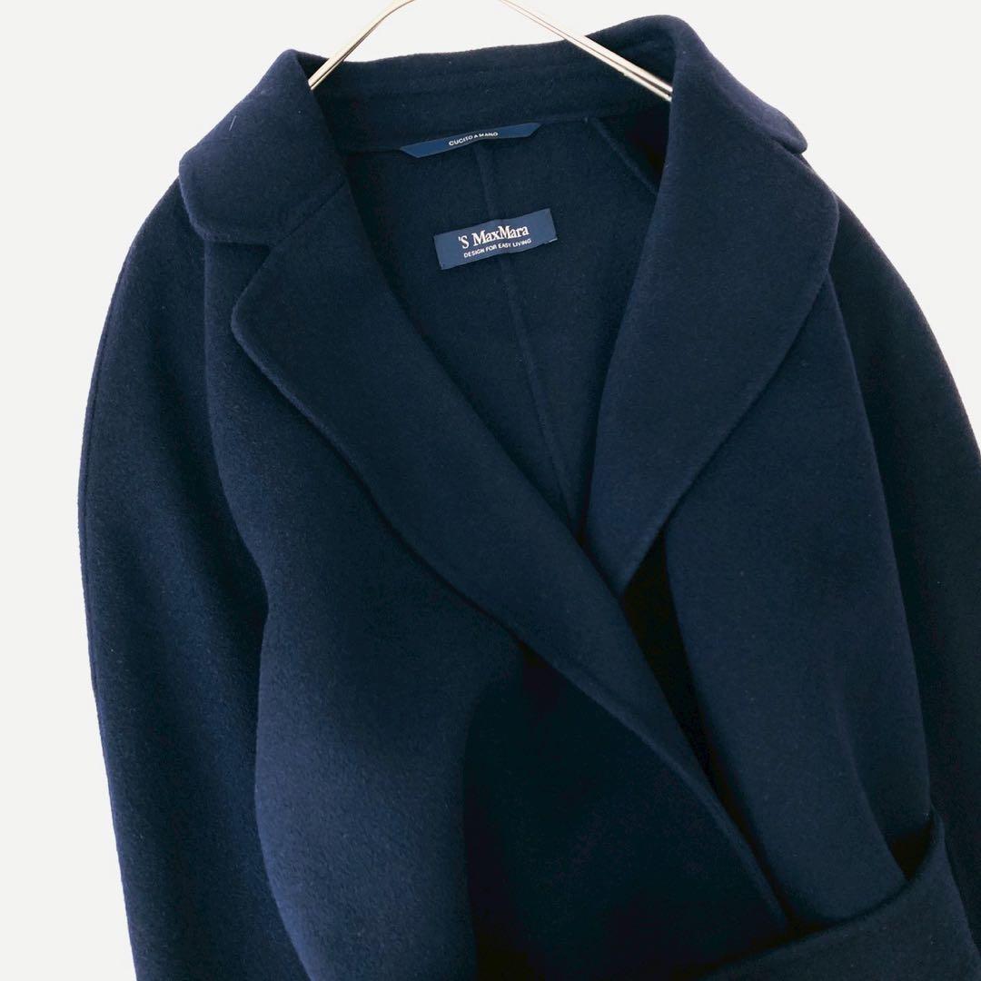 極美品 ✨マックスマーラ　クチートアマーノ　ガウンコート　ベルテッド　ネイビー