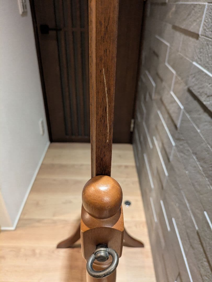 【アンティーク】ナチュラル木製スタンドミラー 姿見 全身鏡 オーバルデザイン