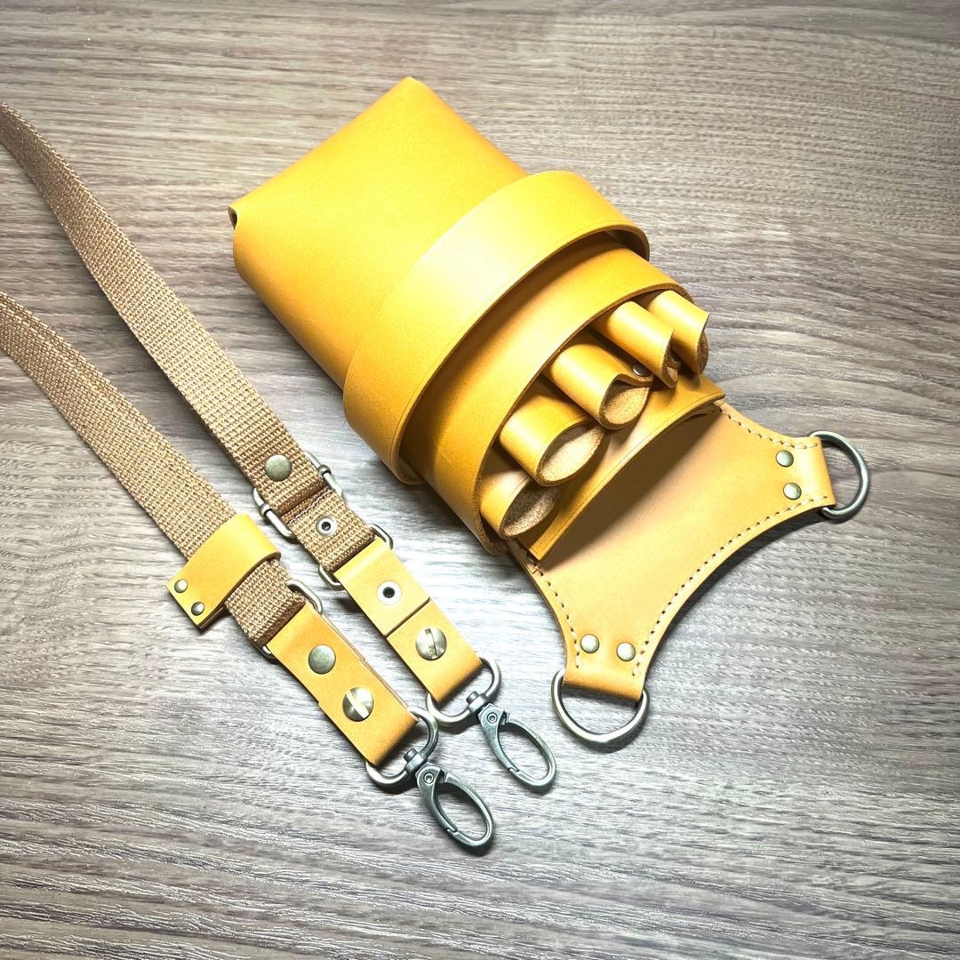 5丁差しシザーケース　ライトキャメル