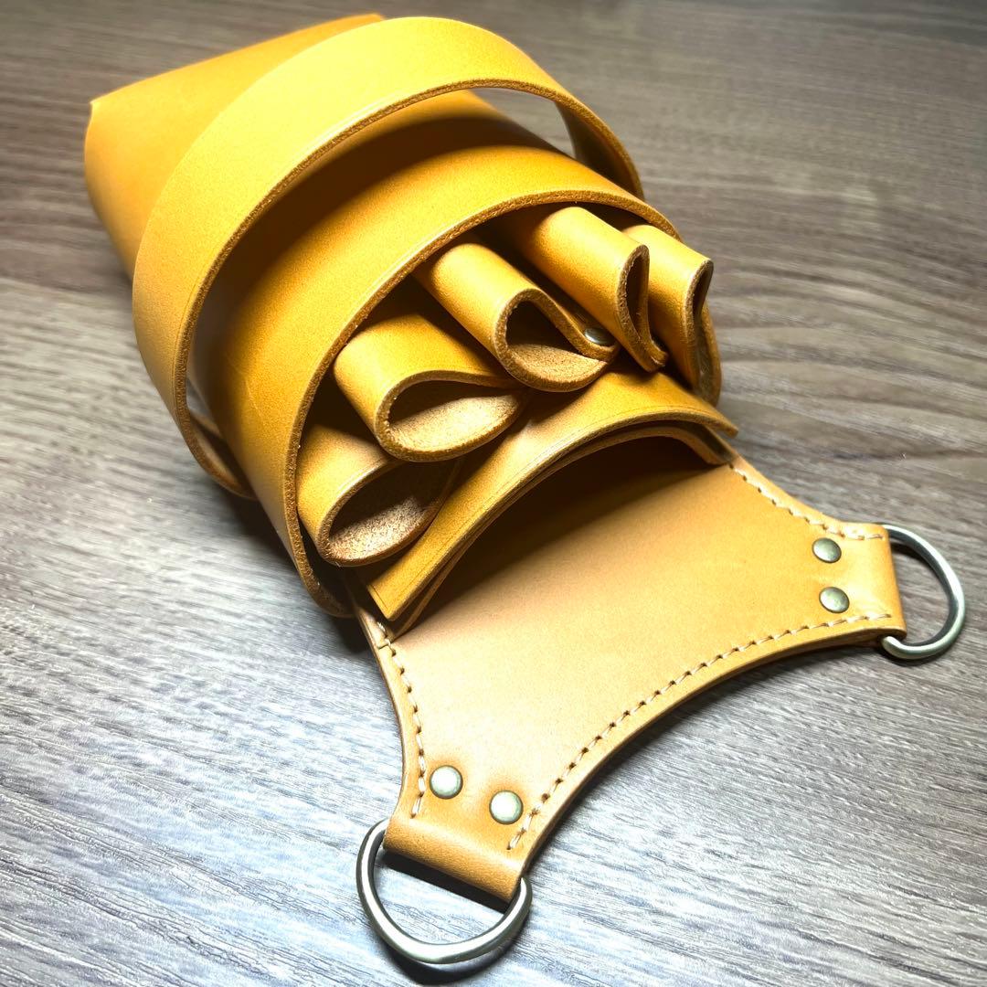 5丁差しシザーケース　ライトキャメル