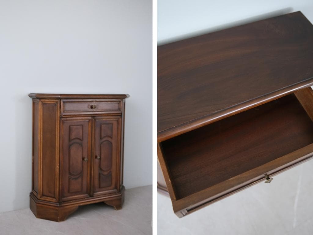 フランスアンティーク木製カップボード/サイドボード/飾り棚キャビネット90-91