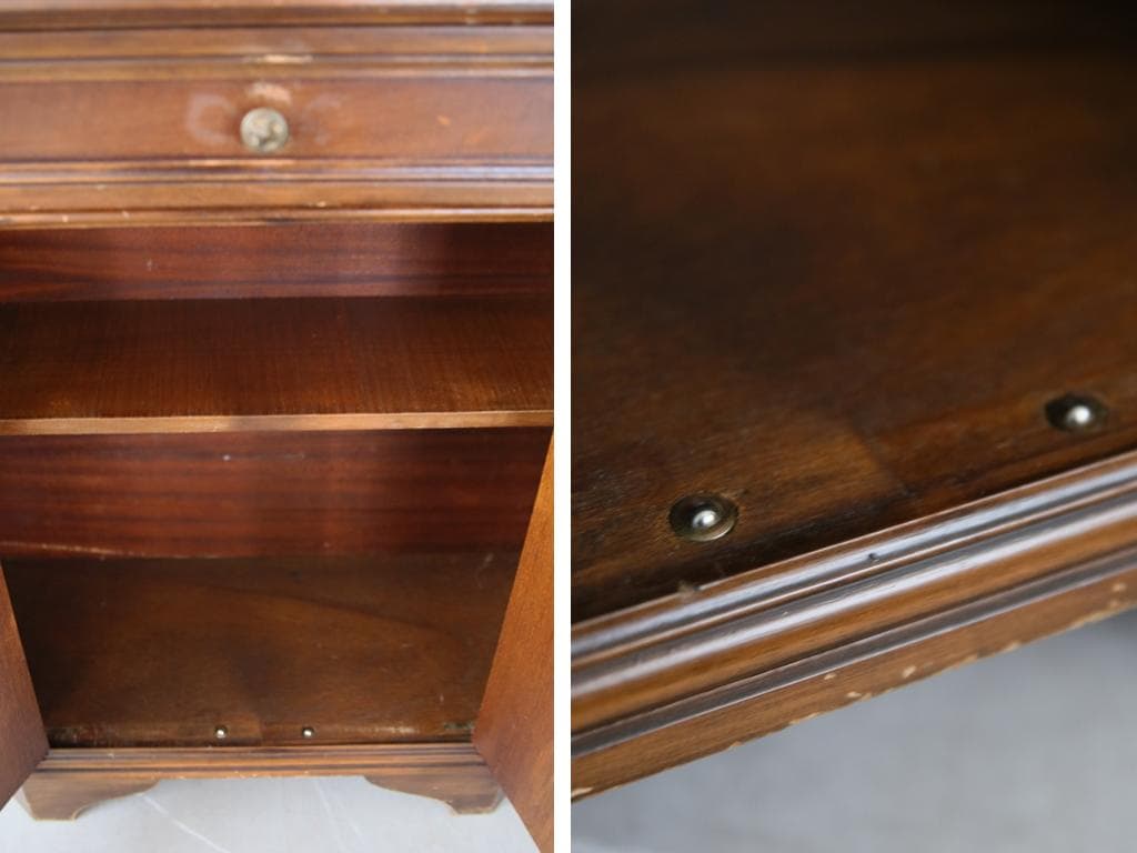 フランスアンティーク木製カップボード/サイドボード/飾り棚キャビネット90-91