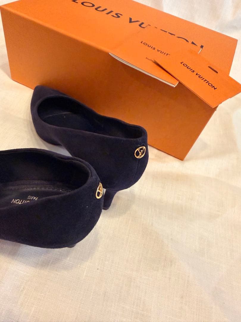 LOUIS VUITTON ネイビー スエード パンプス 36 サイズ