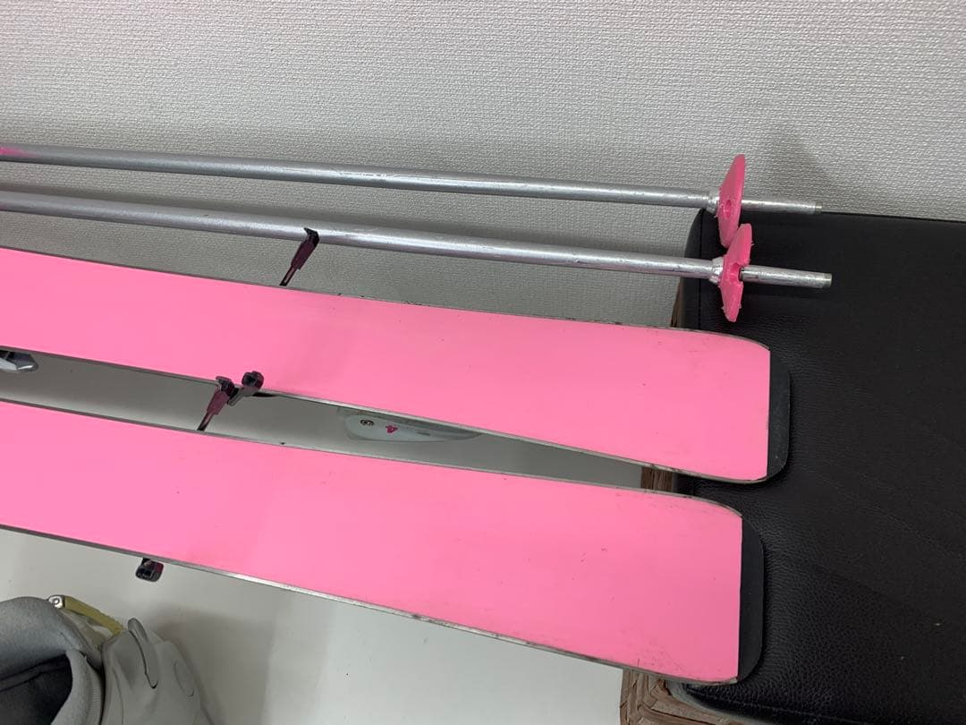 子供スキー　スノーパンダ　板　ビンディング ブーツ ストック 4点セット