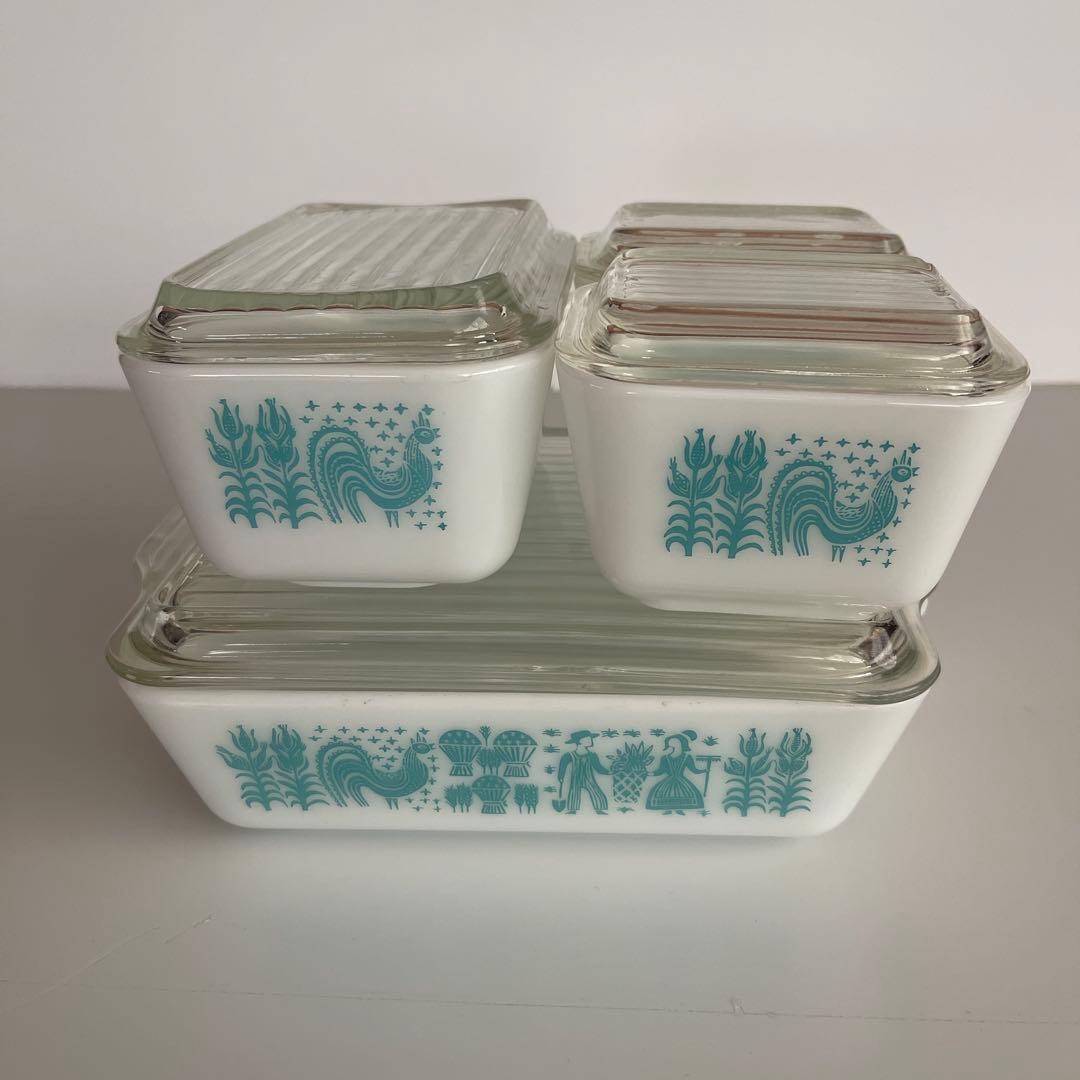 PYREX オールドパイレックス　キャセロール　バタープリント　４セット