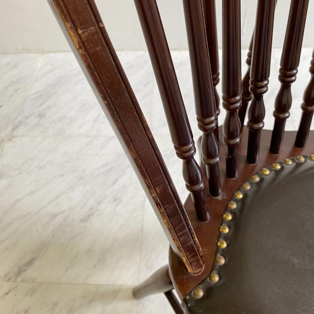 秋田木工 ビンテージ ダイニングチェア 2脚セット 曲木椅子 レザー 鋲打ち