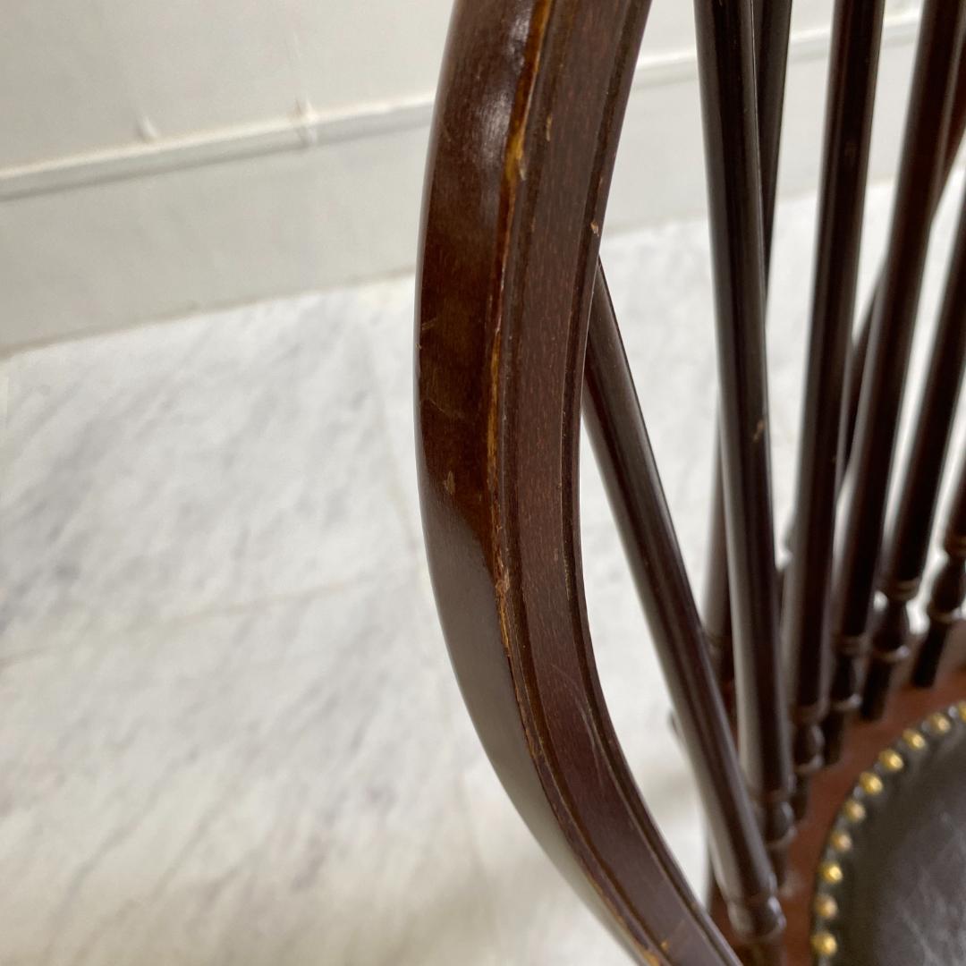 秋田木工 ビンテージ ダイニングチェア 2脚セット 曲木椅子 レザー 鋲打ち