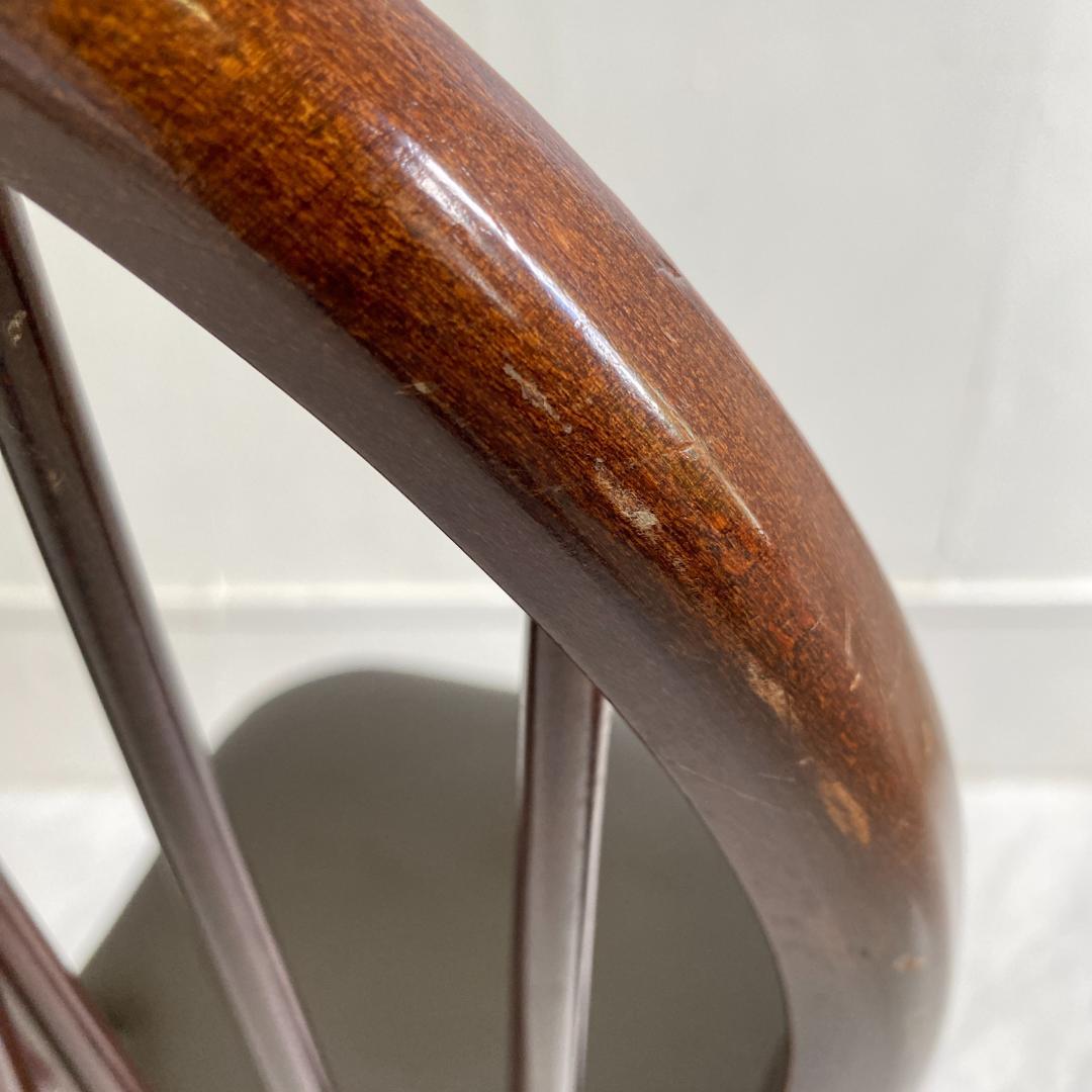 秋田木工 ビンテージ ダイニングチェア 2脚セット 曲木椅子 レザー 鋲打ち