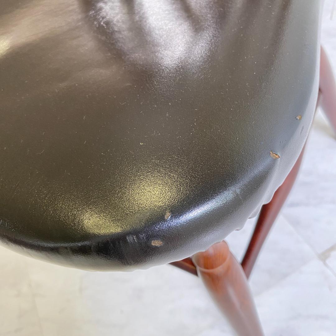 秋田木工 ビンテージ ダイニングチェア 2脚セット 曲木椅子 レザー 鋲打ち