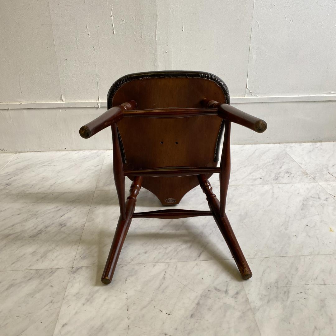 秋田木工 ビンテージ ダイニングチェア 2脚セット 曲木椅子 レザー 鋲打ち