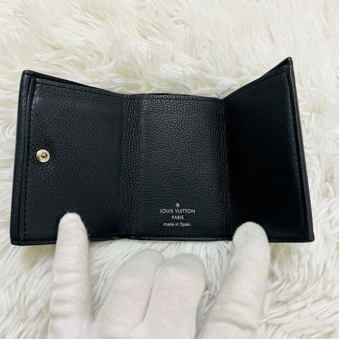 極美✨ルイヴィトン 三つ折り財布 ポルトフォイユロック ミニ レザー ブラック