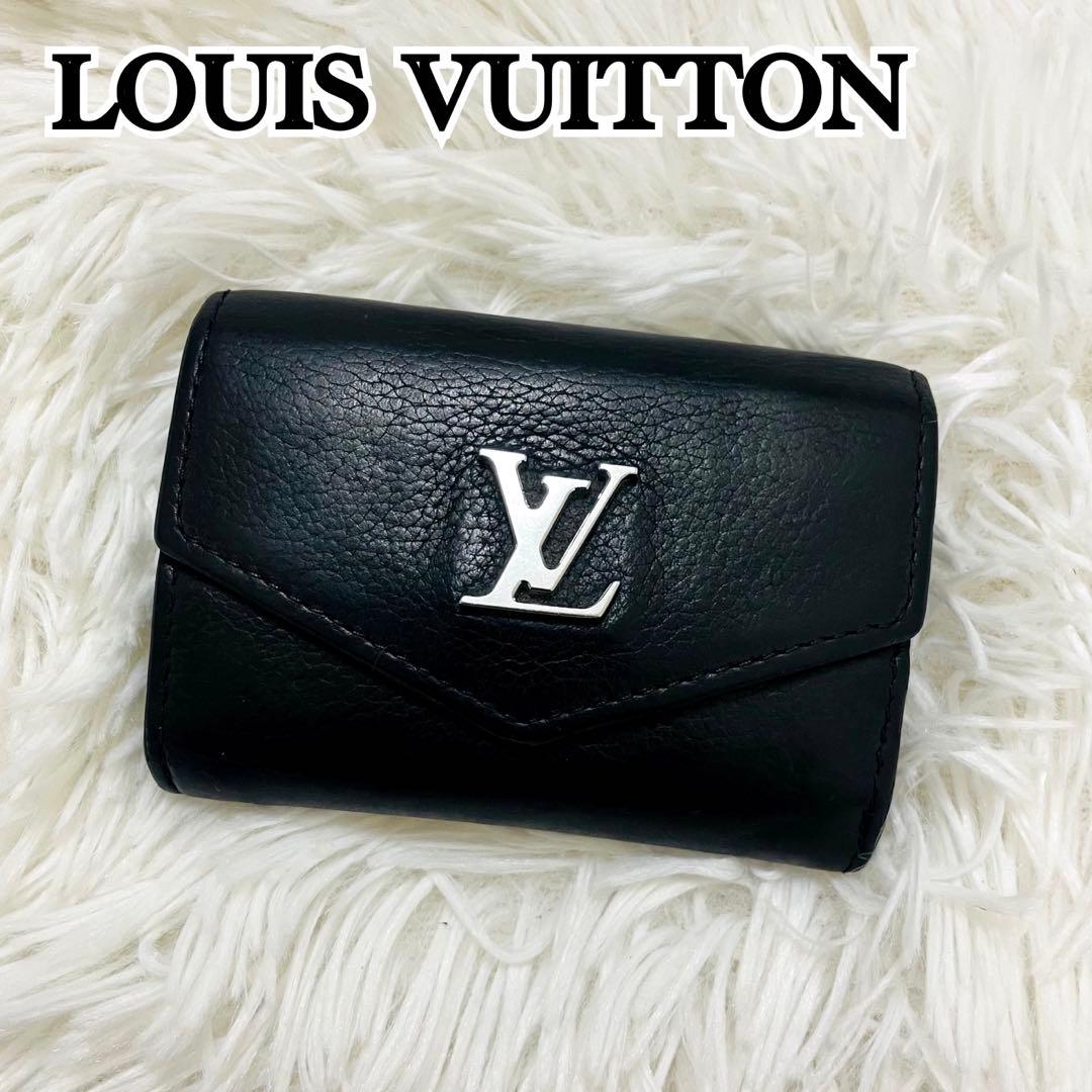 極美✨ルイヴィトン 三つ折り財布 ポルトフォイユロック ミニ レザー ブラック