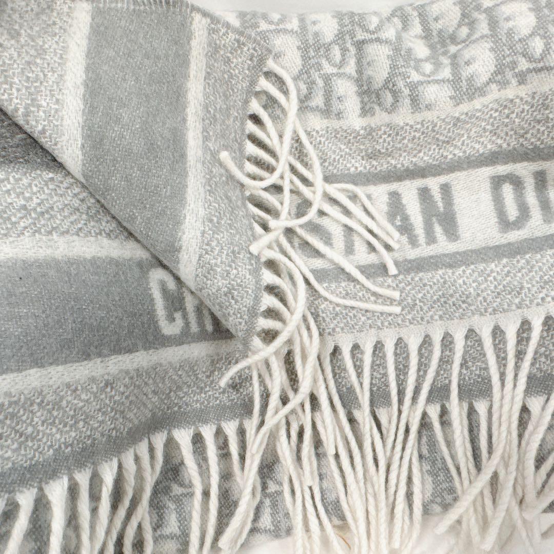 Dior オブリーク　マフラー　グレー　リバーシブル　カシミヤ