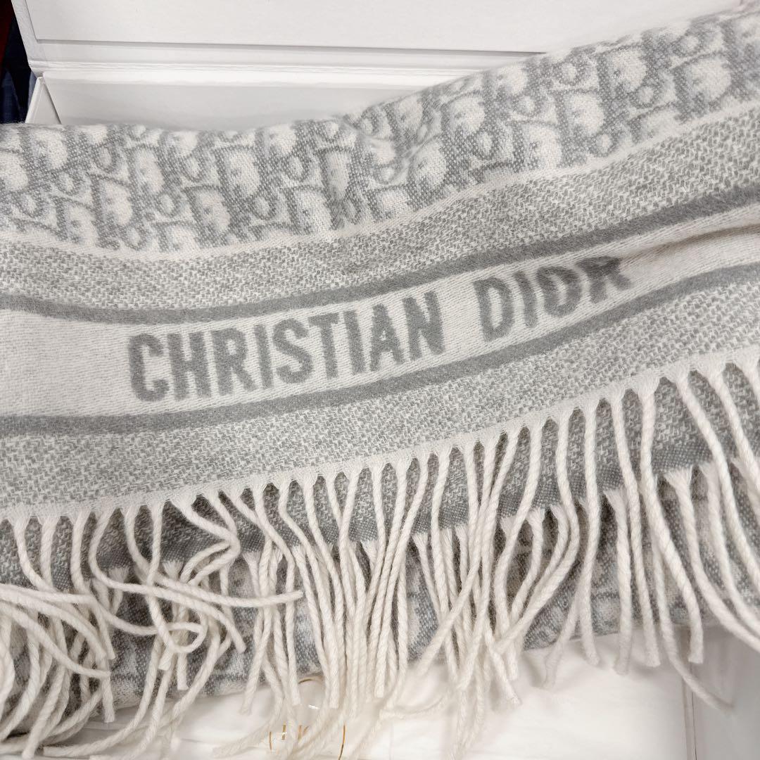 Dior オブリーク　マフラー　グレー　リバーシブル　カシミヤ