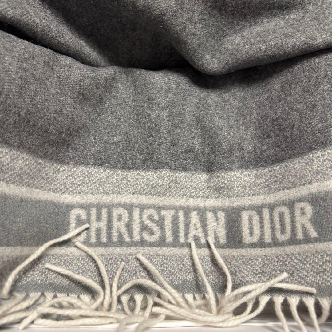 Dior オブリーク　マフラー　グレー　リバーシブル　カシミヤ