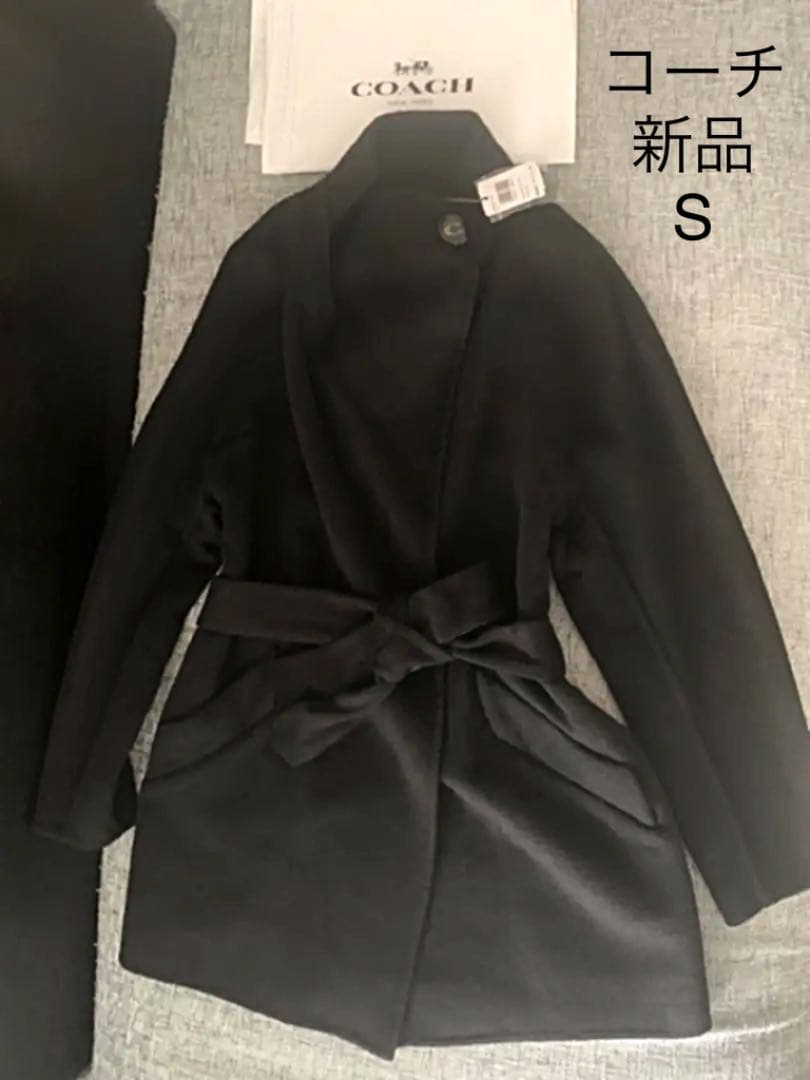売り切り価格！未着用タグ付きコーチウールコートブラックS