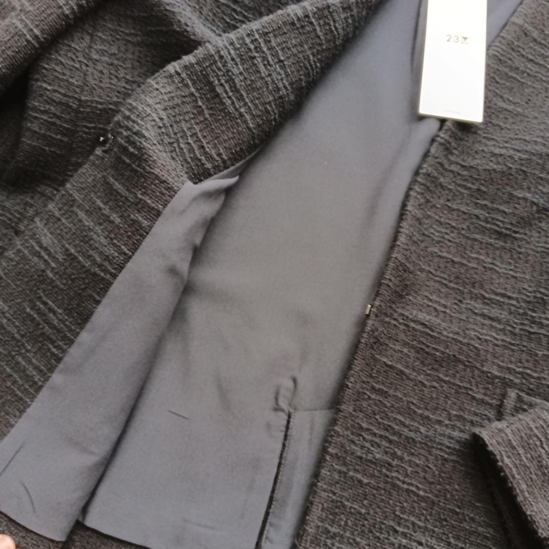 23区大きいサイズ48ツイードノーカラージャケットネイビー新品タグ付卒業式近年