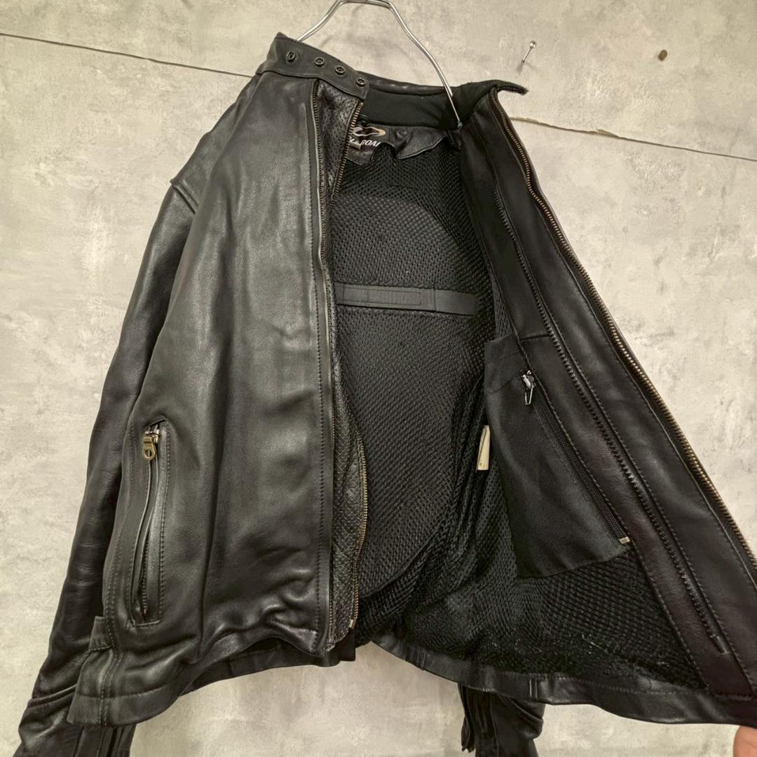 ROUGH&ROAD 牛革 バイカージャケット プロテクター入 DMG30
