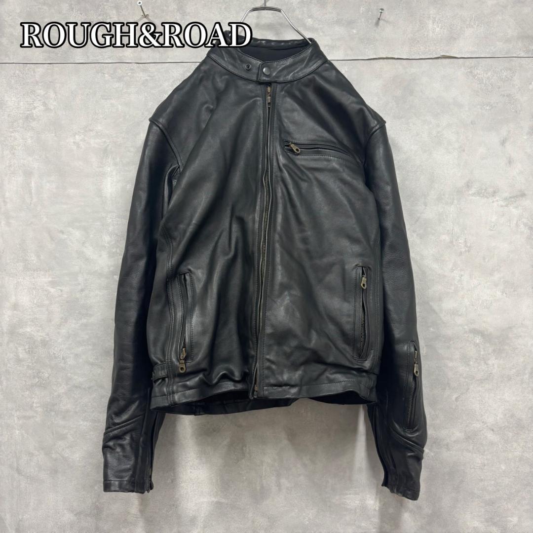 ROUGH&ROAD 牛革 バイカージャケット プロテクター入 DMG30