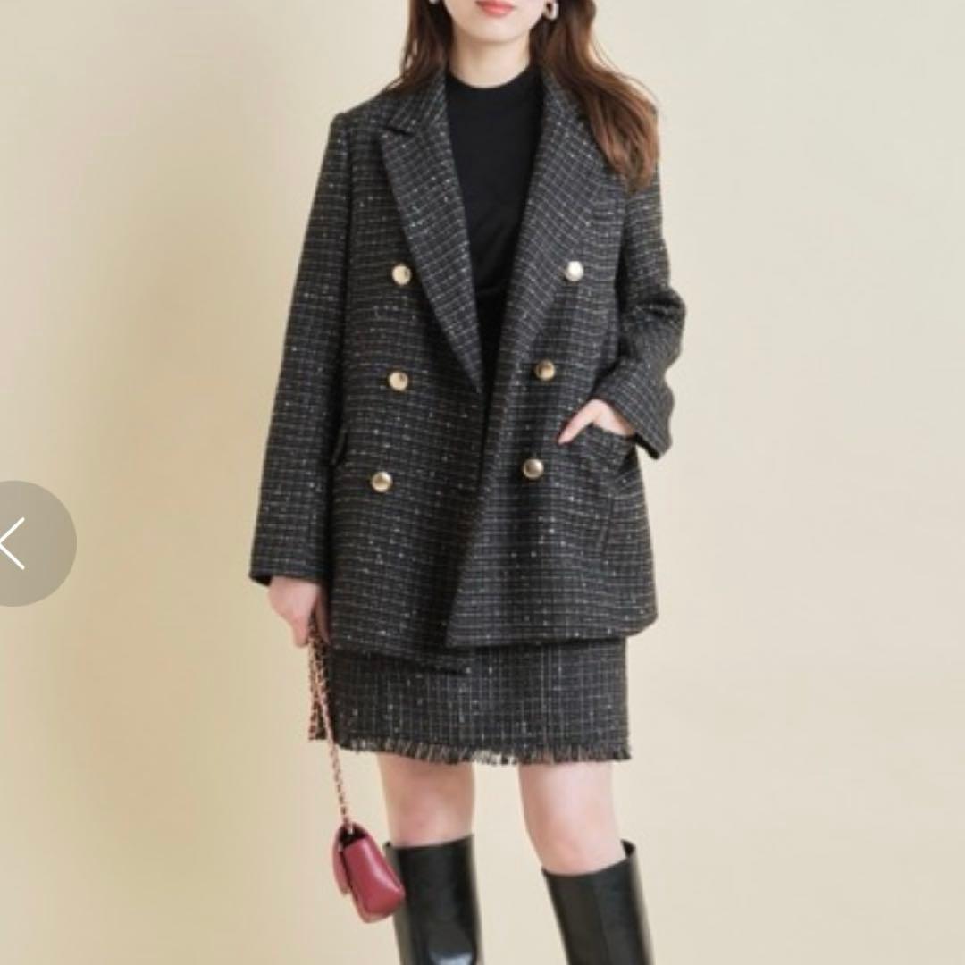 新品　マイストラーダ　ツイードジャケット　38サイズ　ブラック