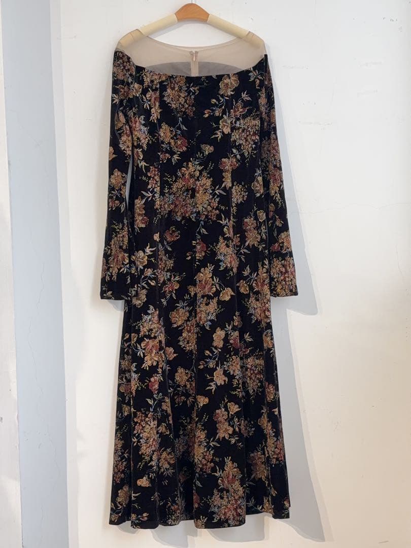 ワンピース FLOWER PRINT VELOUR DRESS