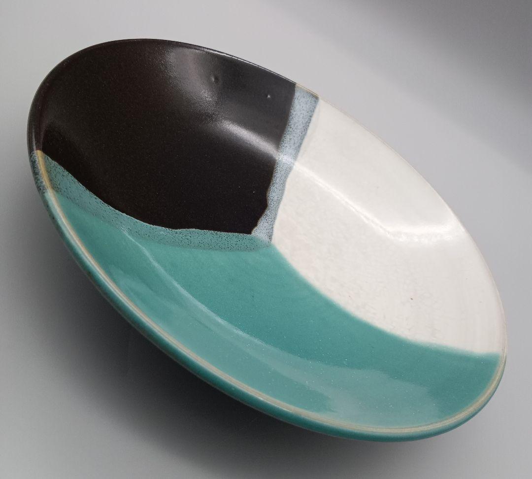 因州 中井窯 染め分け 3色 皿 2点 セット 器 六寸