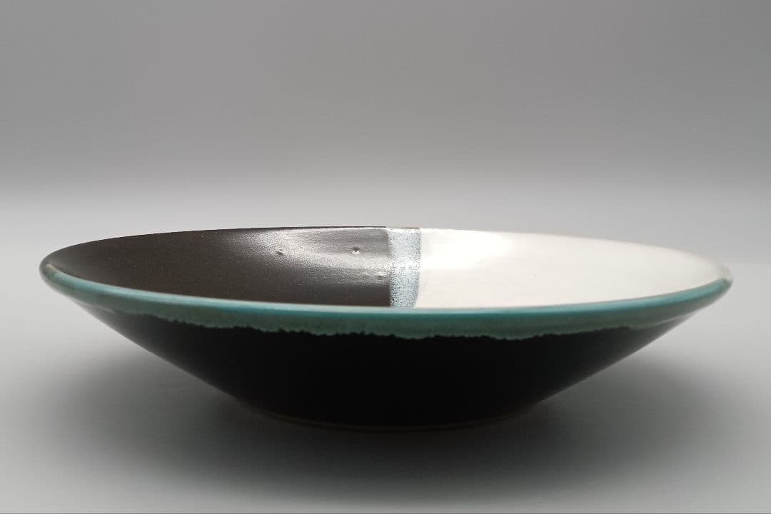 因州 中井窯 染め分け 3色 皿 2点 セット 器 六寸