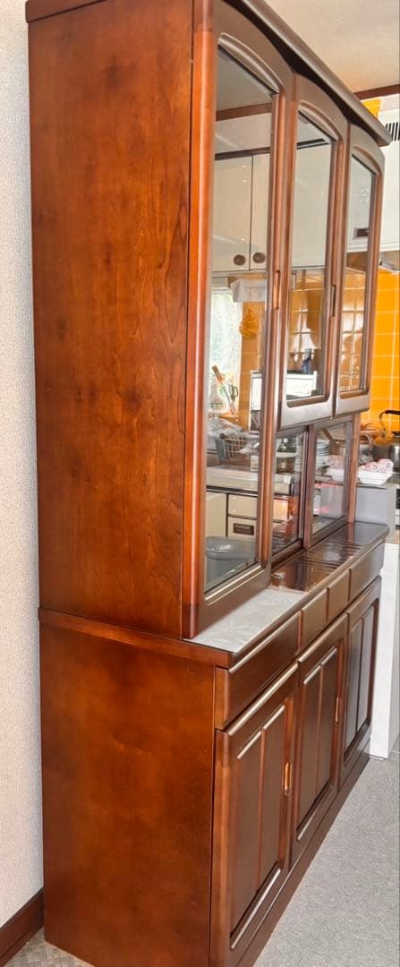 【処分 格安 アンティーク】木製 食器棚