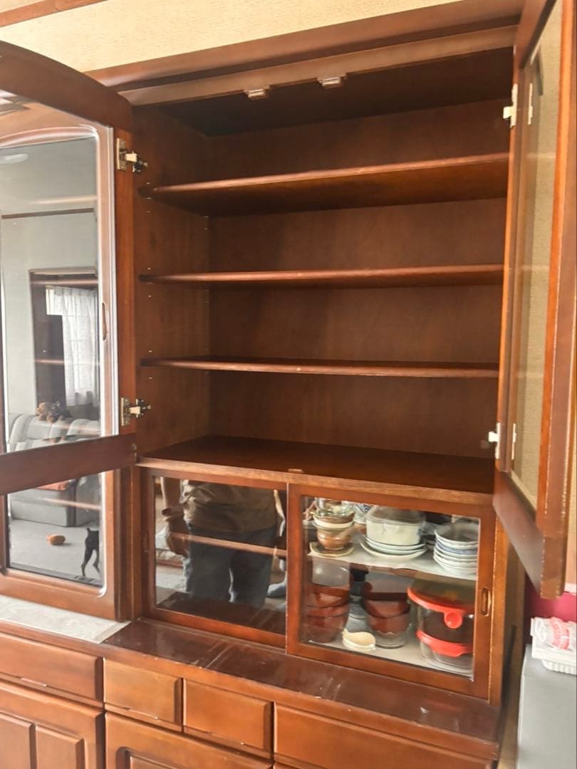 【処分 格安 アンティーク】木製 食器棚