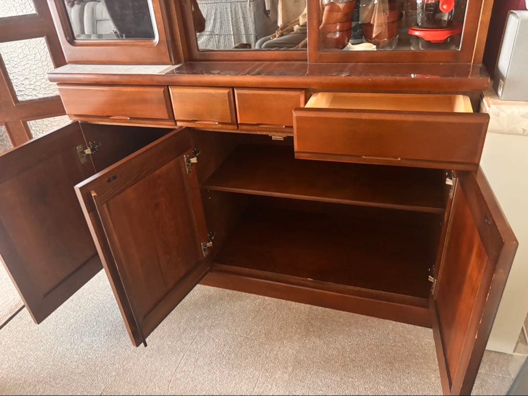 【処分 格安 アンティーク】木製 食器棚